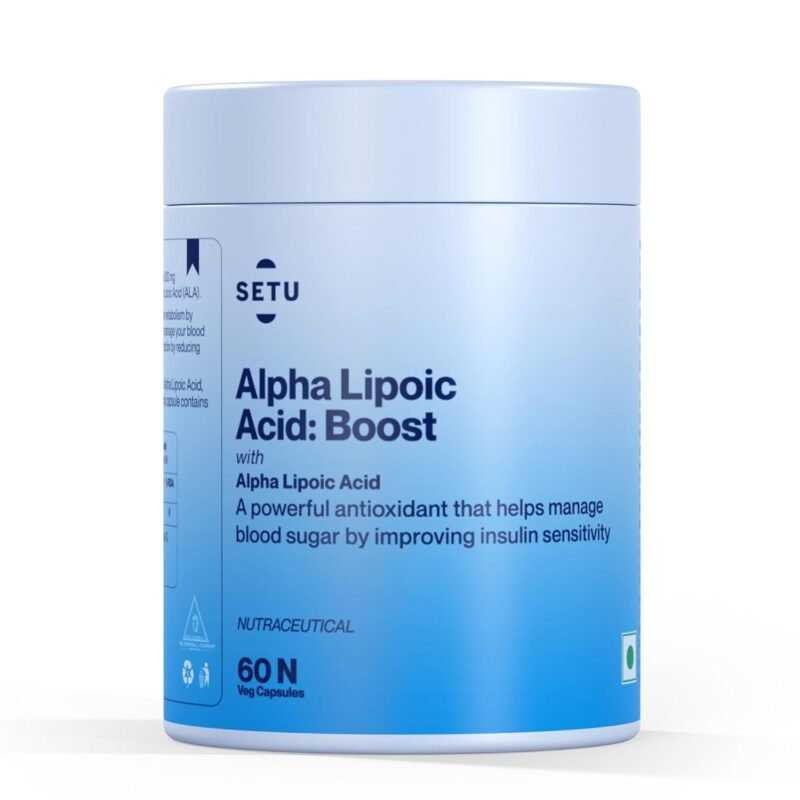 Setu Alpha Lipoic Acid 300 mg - 60 Veg Tablets (Pack of 1) Max Absorption, Boost Liver Function, Healthy Blood Sugar, Boost Energy Level