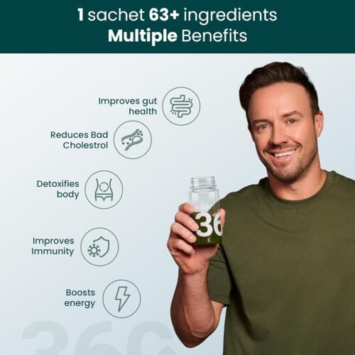 Supply6 360 Ultimate Health Powder for Women and Men Comprehensive Daily Supplement with 63+ Vitamins, Minerals, Probiotics, and Superfoods