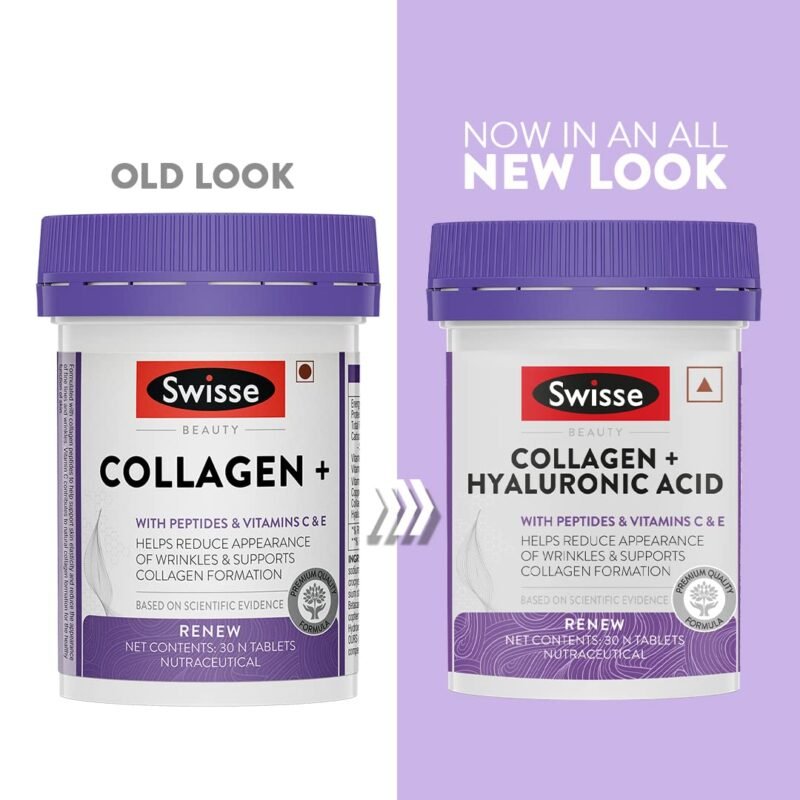 Swisse Collagen+ Hyaluronic Acid with Peptides, Vitamin C & E to Boost Skin Repair & Regeneration For Youthful & Radiant Skin
