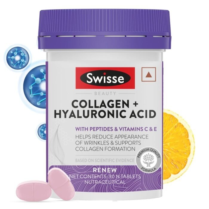 Swisse Collagen+ Hyaluronic Acid with Peptides, Vitamin C & E to Boost Skin Repair & Regeneration For Youthful & Radiant Skin