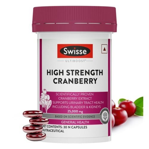 Swisse High Strength Cranberry for PCOS, PCOD & UTI - 25000mg Cranberry Extract, Antioxidant Rich Supplement Supports Bladder & Kidney Health