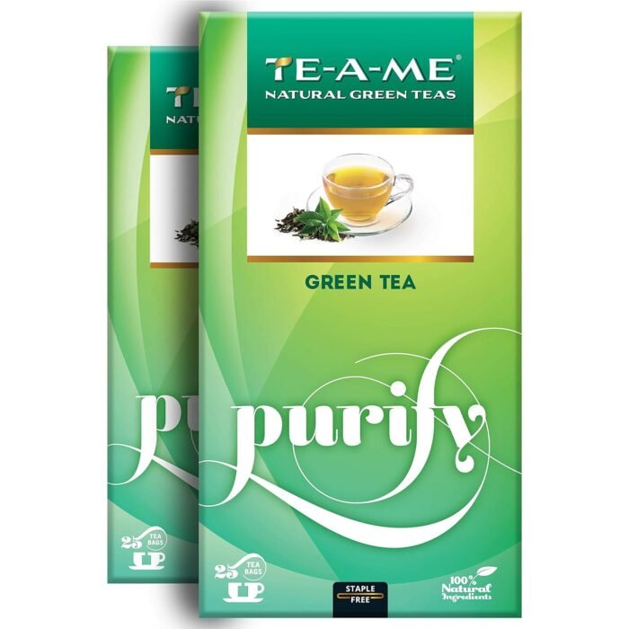 TE-A-ME Purify Natural Green Tea, 50 Tea Bags (2 Boxes x 25 Tea Bags = 50 Tea Bags) Green Tea Green Tea Bags 50 pcs Green Tea 50 Tea Bag Pack