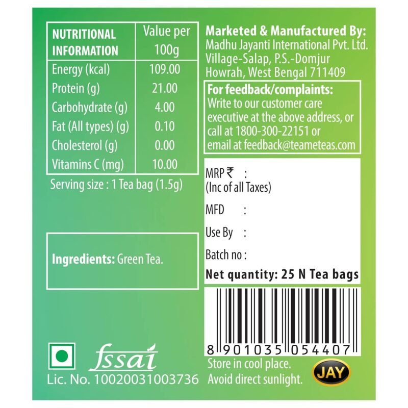 TE-A-ME Purify Natural Green Tea, 50 Tea Bags (2 Boxes x 25 Tea Bags = 50 Tea Bags) Green Tea Green Tea Bags 50 pcs Green Tea 50 Tea Bag Pack