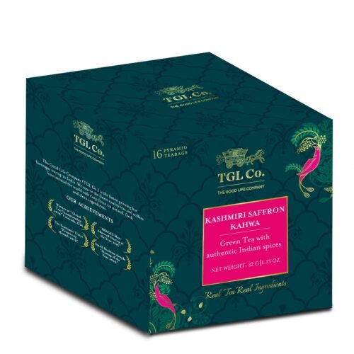 TGL Co. Kashmir Kahwa Green 16 Tea Bags - Pack of 2 Enhance Digestion Boost Immunity Relieves Stress Improve Energy (2)