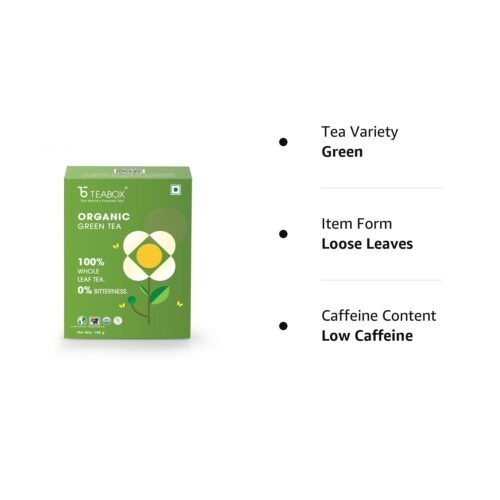 Teabox ORGANIC Darjeeling Green Tea Loose Leaves Made with 100% Whole Leaf, Sourced from Highlands of Darjeeling 0% Bitterness Assured 100G