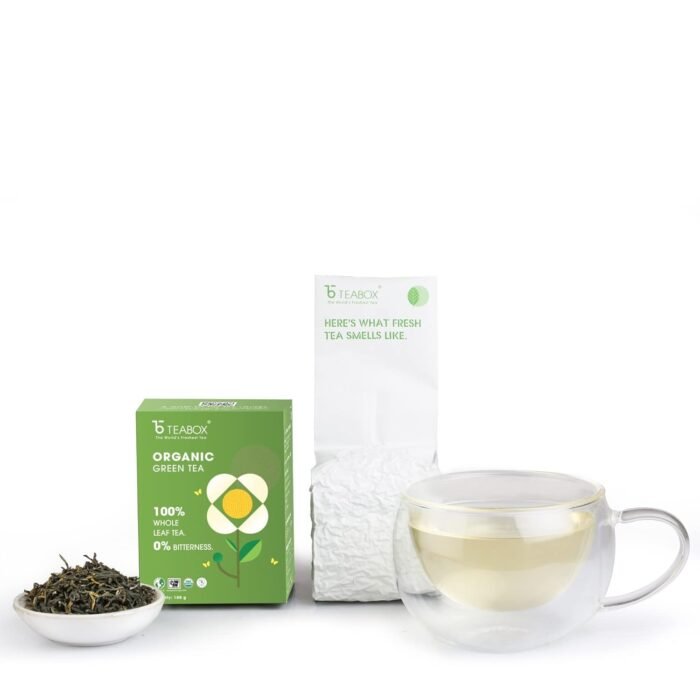 Teabox ORGANIC Darjeeling Green Tea Loose Leaves Made with 100% Whole Leaf, Sourced from Highlands of Darjeeling 0% Bitterness Assured 100G