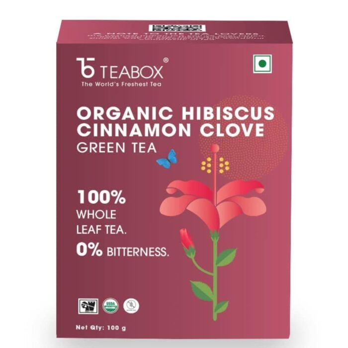 Teabox ORGANIC Hibiscus Cinnamon Clove Green Tea 100 grams Loose Tea Immune System Booster and Weight Management 2