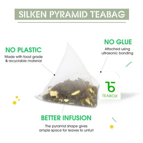 Teabox Organic Jasmine Green Tea 25 Teabags Sourced From Madurai For Calm Mind and Relaxation Made with 100% Whole Leaf