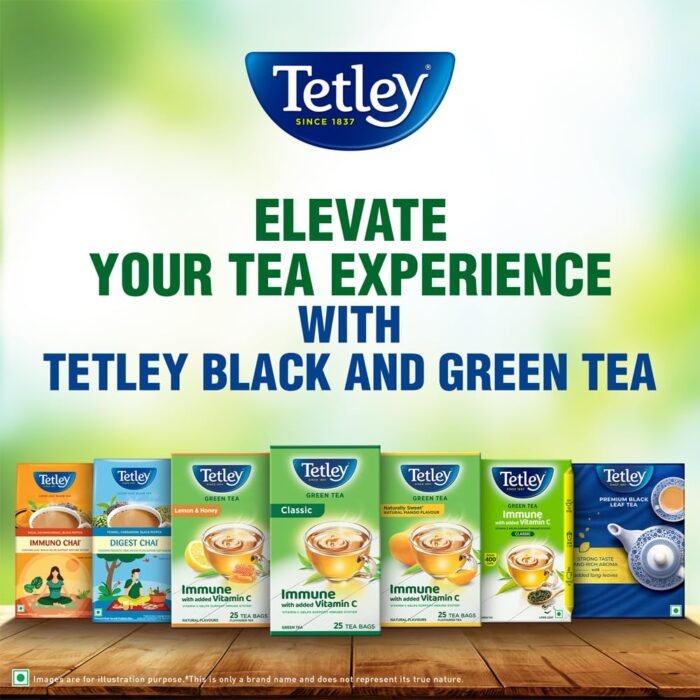 Tetley Green Tea Immune Kahwa with Pink Salt, Ginger, Cardamom (Spiced green tea) with added Vitamin C, 25 Tea Bags