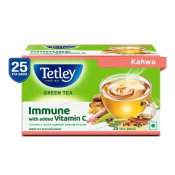 Tetley Green Tea Immune Kahwa with Pink Salt, Ginger, Cardamom (Spiced green tea) with added Vitamin C, 25 Tea Bags