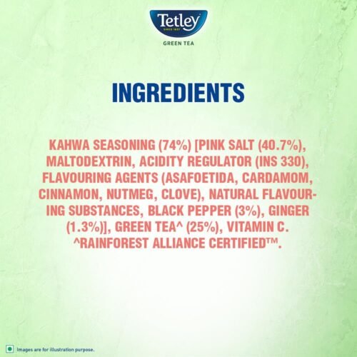 Tetley Green Tea Immune Kahwa with Pink Salt, Ginger, Cardamom (Spiced green tea) with added Vitamin C, 25 Tea Bags