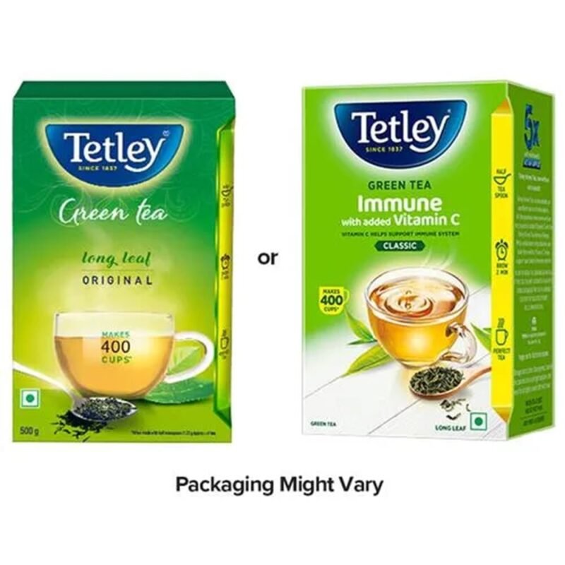 Tetley Green Tea Immune With Added Vitamin C, Classic Green Tea, Makes 400 Cups, Long Leaf Tea, 5X Antioxidants As An Apple - 500 Gm