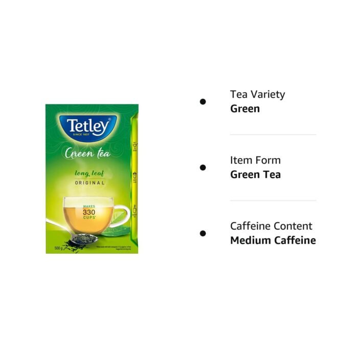 Tetley Green Tea Immune With Added Vitamin C, Classic Green Tea, Makes 400 Cups, Long Leaf Tea, 5X Antioxidants As An Apple - 500 Gm