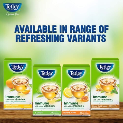 Tetley Green Tea Immune, With Added Vitamin C, Ginger, Mint & Lemon, 25 Tea Bags-1