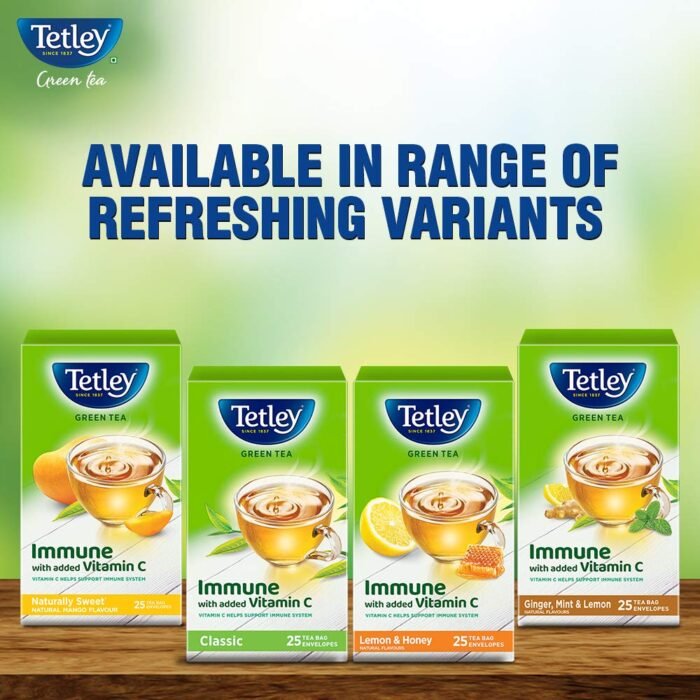 Tetley Green Tea Immune, With Added Vitamin C, Ginger, Mint & Lemon, 25 Tea Bags-1