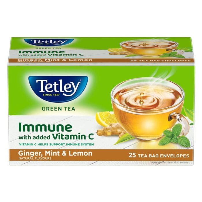 Tetley Green Tea Immune, With Added Vitamin C, Ginger, Mint & Lemon, 25 Tea Bags-1