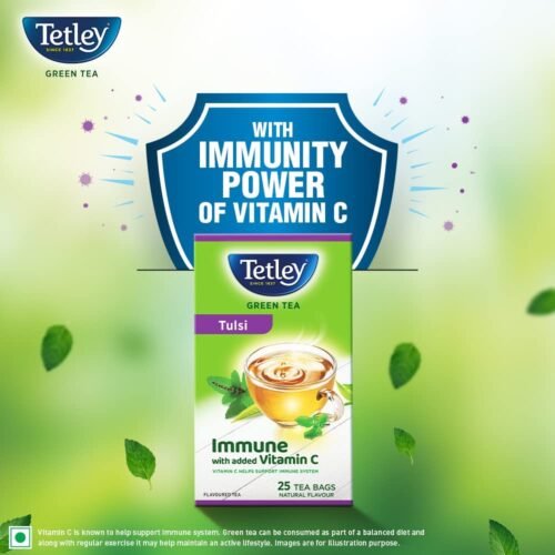 Tetley Green Tea With Tulsi Immune With Added Vitamin C 25 Tea Bags, 30 Grams