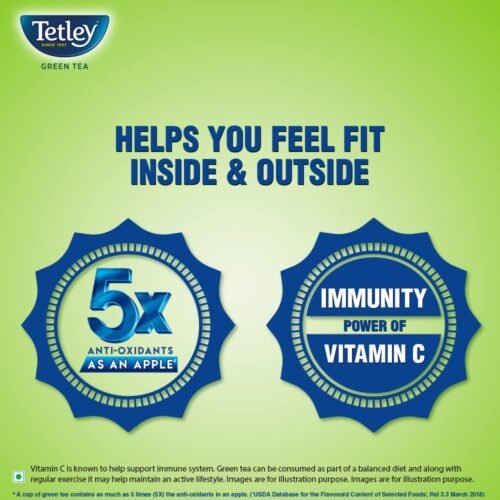 Tetley Green Tea With Tulsi Immune With Added Vitamin C 25 Tea Bags, 30 Grams