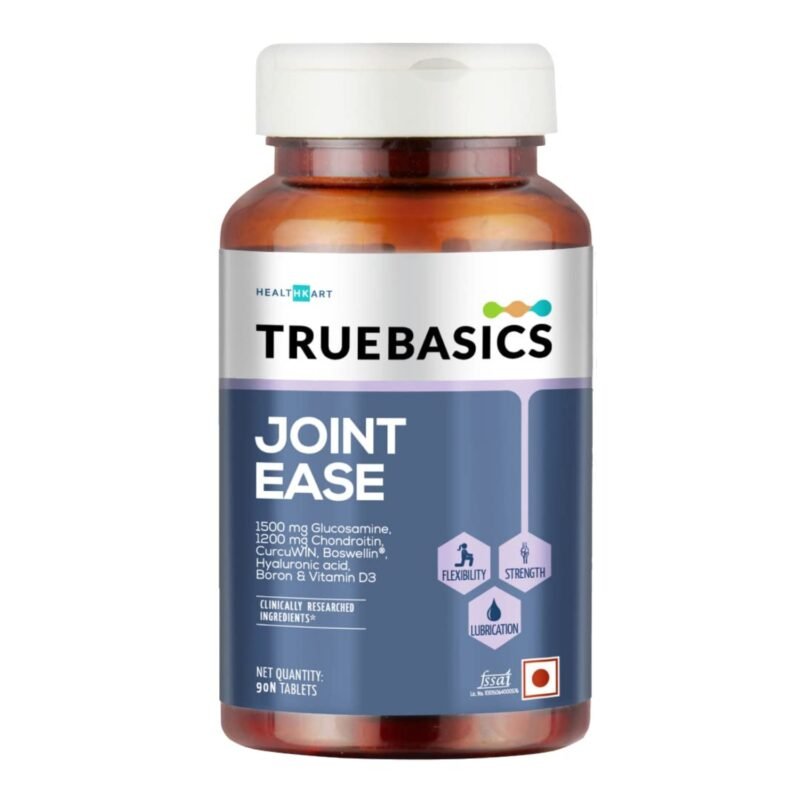 TrueBasics Joint Ease, with 1500 mg Glucosamine, 1200 mg Chondroitin, Boswellia, Vitamin D3, and Hyaluronic Acid, Joint Support Supplement, for Joint Pain, Bone, and Muscle Strength, 90 Tablets