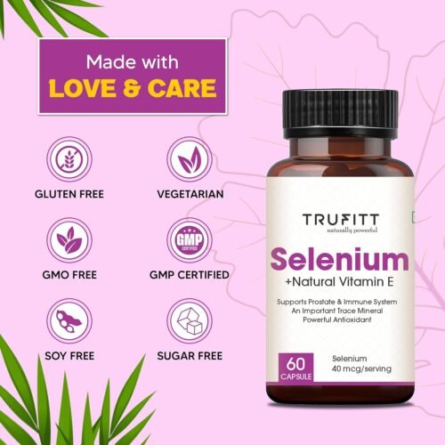 Trufitt Nutrition Selenium Capsules 40Mcg + Vitamin E 10Mg, With Green Tea Extract- Optimal Health, Antioxidant Supplement With Superior Absorption