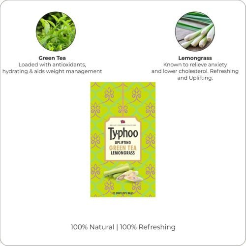 Ty-phoo Uplifting Lemon Grass Green Tea Bags (25 Tea Bags) - 80 Gm