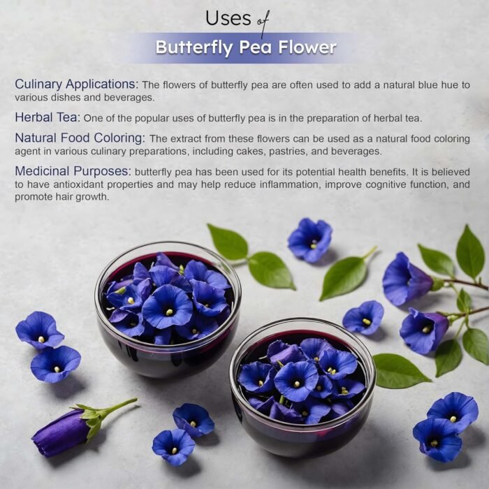 VY VedaYug Premium A Grade Green Tea Blue Butterfly Pea Flower Drinks, Iced Teas, Cocktails - 100 Gm