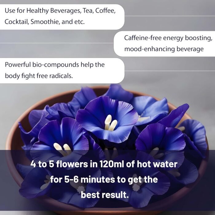 VY VedaYug Premium A Grade Green Tea Blue Butterfly Pea Flower Drinks, Iced Teas, Cocktails - 100 Gm