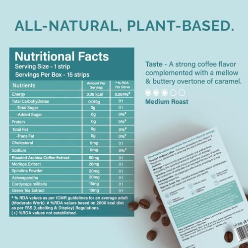 Wellbeing Nutrition Melts Superfood Latte Arabica Coffee, Spirulina, Ashwagandha & Moringa for Holistic Health