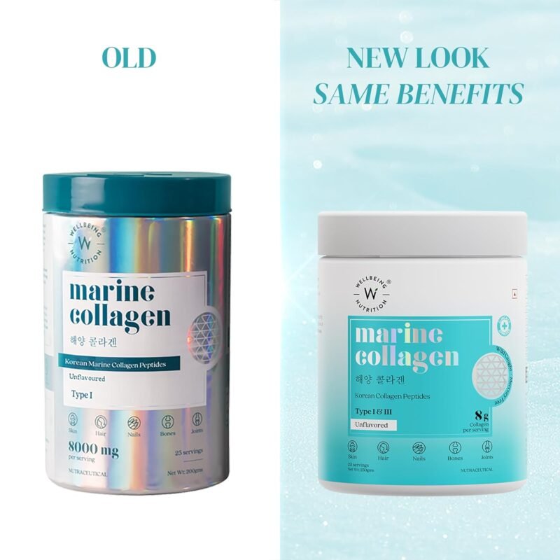 Wellbeing Nutrition Pure Korean Marine Collagen Supplements for Women & Men, 200g Hydrolyzed Collagen Powder and Amino Acids