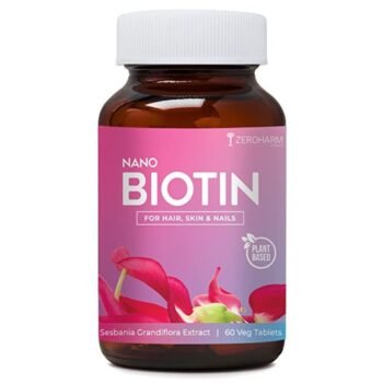 ZEROHARM Biotin Tablets for Hair, Skin and Nails Biotin Vitamin B7 Tablets for Men and Women Hair vitamin for hair growth No side effects (60 Tablets)