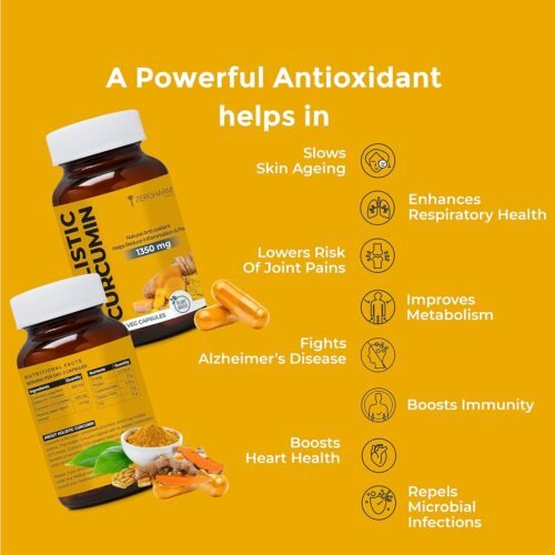 ZEROHARM Holistic Curcumin Capsules 1350mg Helps Reduce Inflammation and Pain Antioxidant & Anti-inflammatory (90 Capsules)