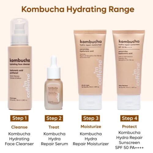 mCaffeine Kombucha Hydra Repair Face Serum with Hyaluronic & Polyglutamic Acid Repairs Skin Barrier from Day 1, Hydrates & Soothes Skin Antioxidant-Rich Serum for Women & Men - 20ml