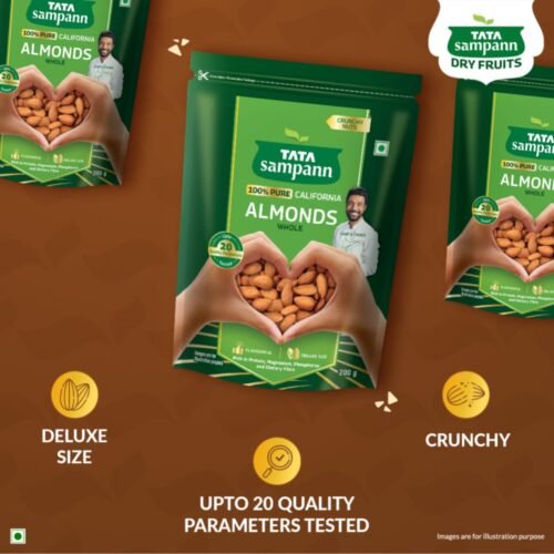 Tata Sampann Pure California Almonds Whole, 200g, Real Nuts, High in Fiber, Badam Giri, Rich in Protein, Magnesium, Phosphorus and Dietary Fibre