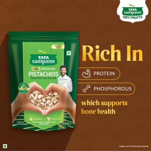 Tata Sampann Pistachios Roasted & Salted, Pista, 200g, Rich In Protein, Phosphorus, & Dietary Fibre, Premium Nuts & Dry Fruits, Shelled Nuts, Crunchy & Delicious Healthy Snack