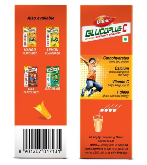 DABUR Glucoplus-C Instant Powder Energy Glucose (Orange Flavour) - 1Kg | Replenishes Energy