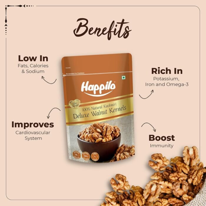 Happilo Deluxe 100% Natural Dried Kashmiri Walnut Kernels 200g