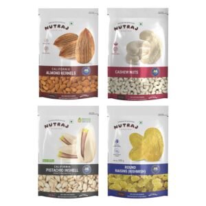 Nutraj Mixed Dry Fruits Combo (Almonds, Cashews, Pistachios, Raisins) 1 Kg (250g each) Raw | Dry fruits grocery | Nuts Combo