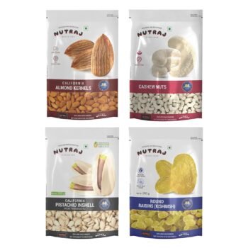 Nutraj Mixed Dry Fruits Combo (Almonds, Cashews, Pistachios, Raisins) 1 Kg (250g each) Raw | Dry fruits grocery | Nuts Combo