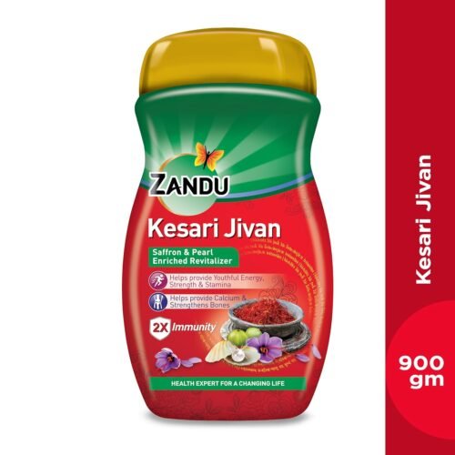 Zandu Kesari Jivan Chyawanprash-900g with Anti Age Action Formula|Provides Youthful Energy, Improves Respiratory & Digestive Health, Builds Strength & Stamina| Saffron and Pearl Enriched Revitalizer