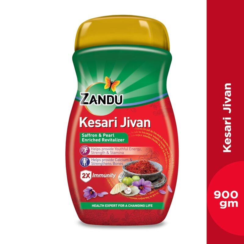 Zandu Kesari Jivan Chyawanprash-900g with Anti Age Action Formula|Provides Youthful Energy, Improves Respiratory & Digestive Health, Builds Strength & Stamina| Saffron and Pearl Enriched Revitalizer