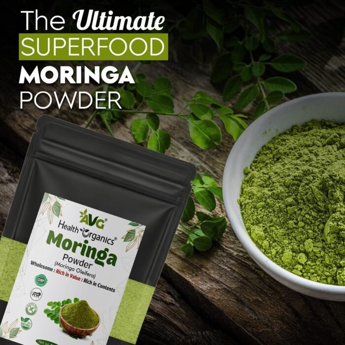 AVG Health Organics Moringa Powder- Healthy Superfood, Naturl Detox, Helps in Weight Loss Drumstick Leaf powder Good for skin and Hair