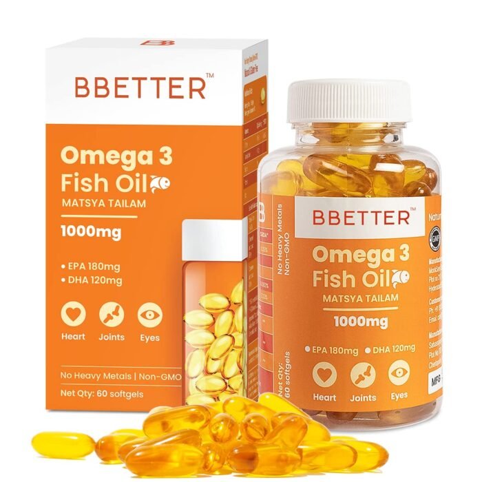 BBETTER Omega 3 Fish Oil Capsules For Heart, Joints & Brain Health, Fish Oil Omega 3 capsule 1000mg for Women & Men