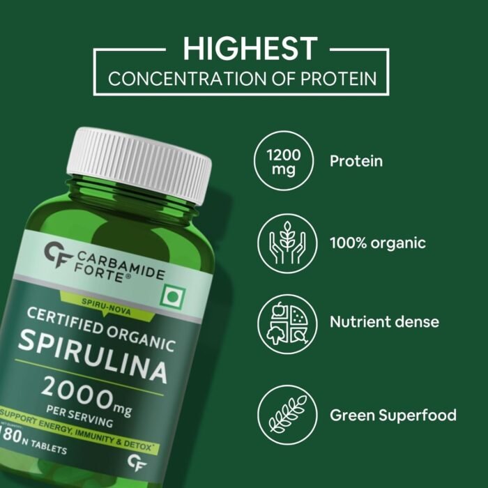 Carbamide Forte 100% Organic Spirulina Tablets 2000mg Per Serving - 180 Tablets7