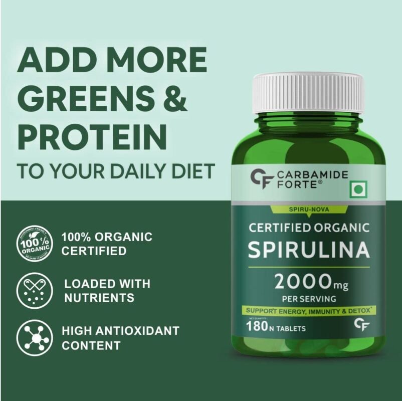 Carbamide Forte 100% Organic Spirulina Tablets 2000mg Per Serving - 180 Tablets7