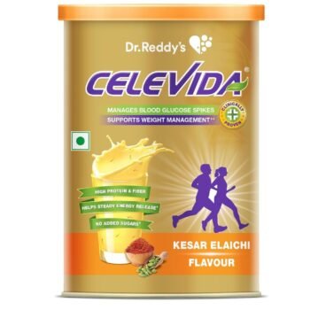 Celevida Protein Powder Drink for Diabetes Management by Dr. Reddy’s Kesar Elaichi Flavour No Added sugar Plant based For Sugar control, Weight Management & Immunity