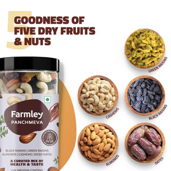 Farmley Panchmeva Healthy Dry Fruits Mix Healthy Mixed Nuts with Dry Fruits Almonds Cashews Dates Black raisin