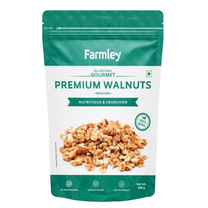 Farmley Walnut Broken Kernels 200 g Walnuts Without Shell, Akhrot, Dry Fruits, 100% Natural Akhrot, Rich in Proteins & Antioxidants (Pack Of 1)