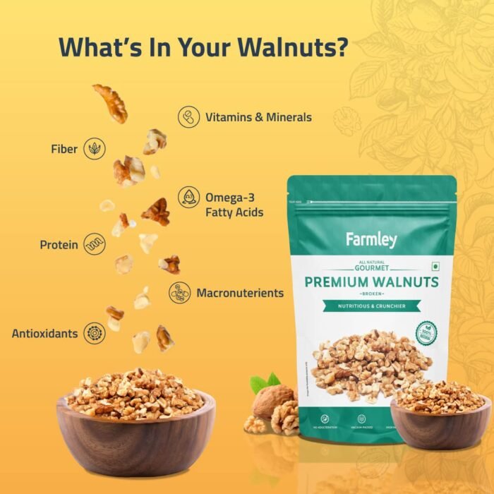 Farmley Walnut Broken Kernels 200 g Walnuts Without Shell, Akhrot, Dry Fruits, 100% Natural Akhrot, Rich in Proteins & Antioxidants (Pack Of 1)