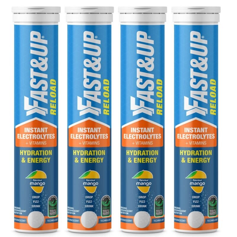 Fast&Up Reload (20 Litres) Low Sugar energy drink for Instant Hydration - 80 Effervescent Tablets with all 5 Essential Electrolytes