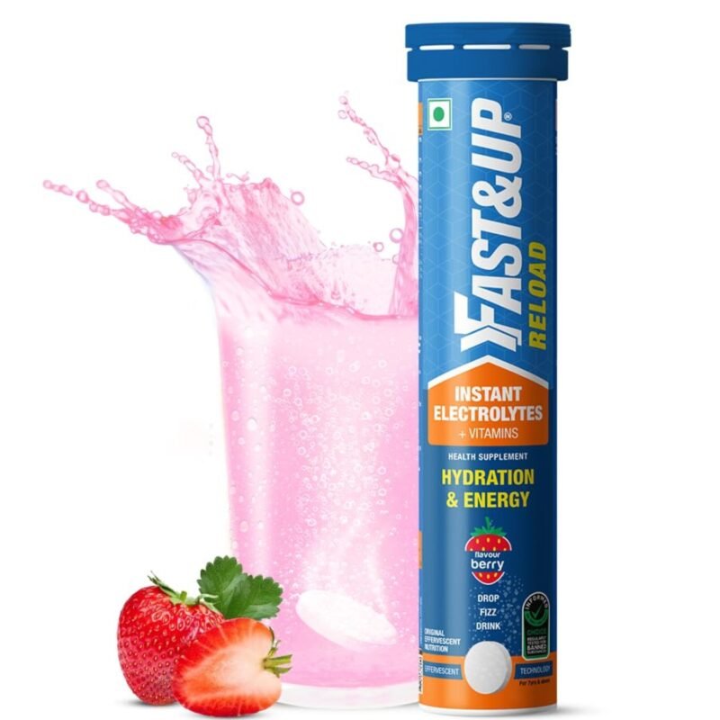 Fast&Up Reload (5 Litres) Low Sugar energy drink for Instant Hydration - 20 Effervescent Tablets with all 5 Essential Electrolytes + Added Vitamins - Certified Electrolytes Drink - Berry flavour7